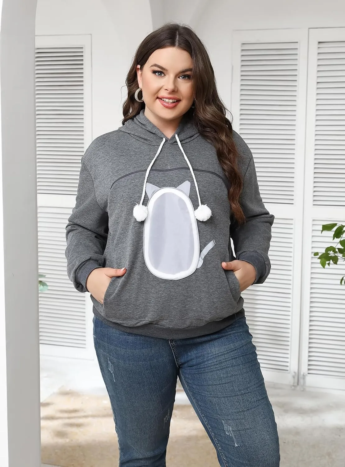 LINYUCHEN Cat Pouch Hoodie Pet Carrier Sweatshirt Large Pocket Pullover Shirt Wearable Cat Dog Carrier Hoodie