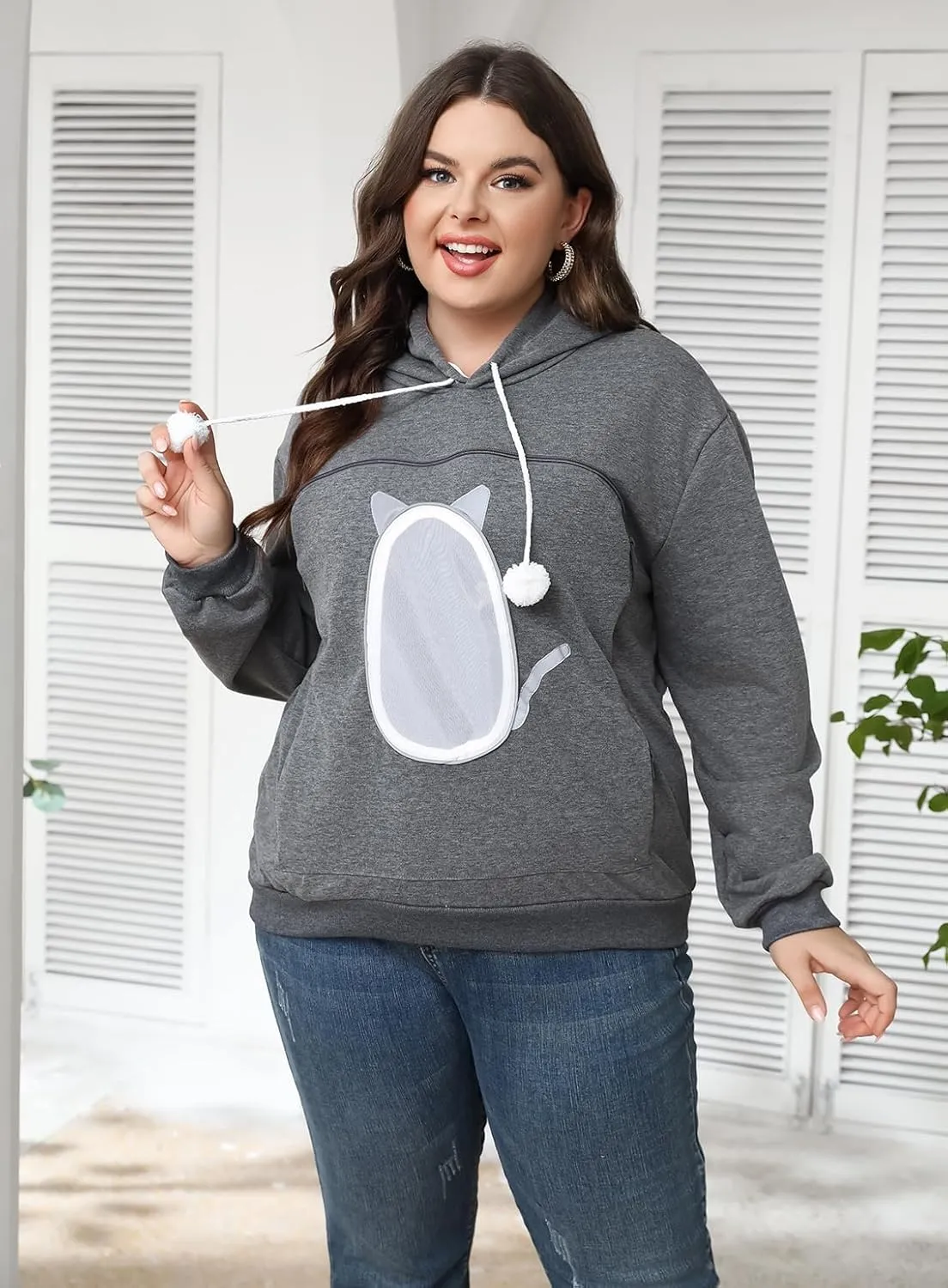 LINYUCHEN Cat Pouch Hoodie Pet Carrier Sweatshirt Large Pocket Pullover Shirt Wearable Cat Dog Carrier Hoodie