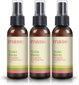 Mask Toilet Spray - Travel Size Bathroom Spray, Pack of 3, Odor Neutralizer Spray, Poop Spray Odor Eliminator, Bathroom Air Freshener, Bathroom Deodorizer - Frangipani & Spiced Pear Scent, 10.2 Fl Oz