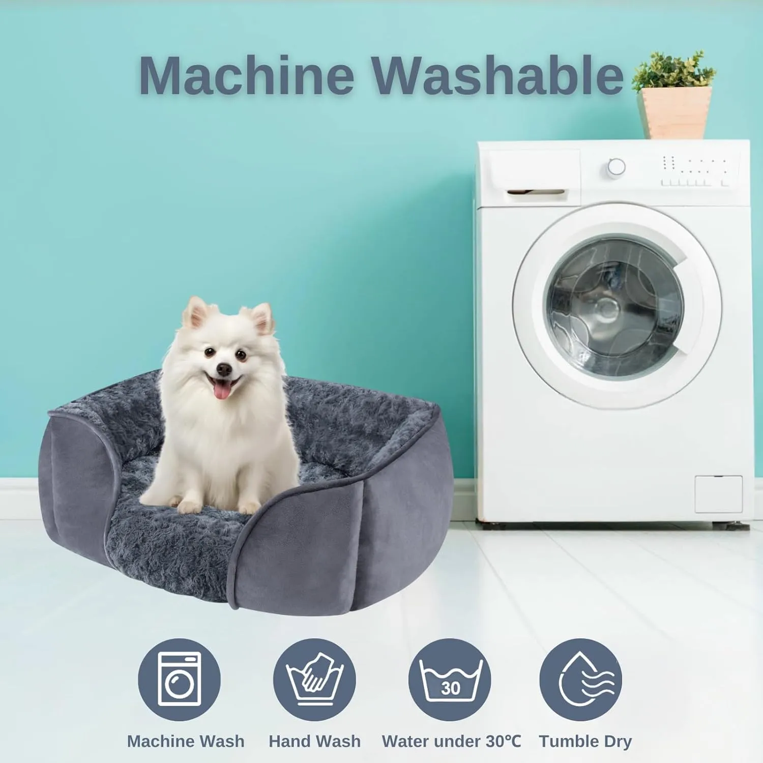 MeowMua Dog & Cat Bed - Washable Orthopedic Mat, Removable Sleeping Mat, Anti-Slip Bottom (Grey, Medium)