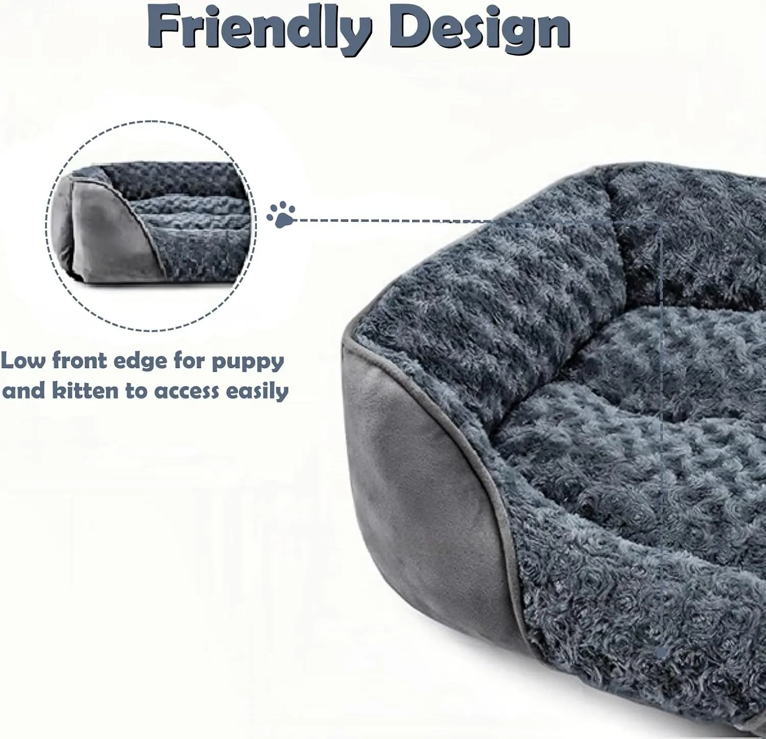 MeowMua Dog & Cat Bed - Washable Orthopedic Mat, Removable Sleeping Mat, Anti-Slip Bottom (Grey, Medium)