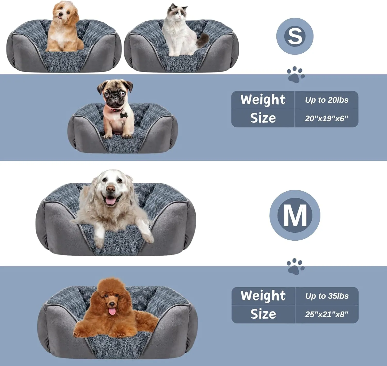 MeowMua Dog & Cat Bed - Washable Orthopedic Mat, Removable Sleeping Mat, Anti-Slip Bottom (Grey, Medium)