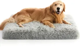 MIHIKK Extra Large Dog Bed, Jumbo Orthopedic Egg Crate Foam Dog Bed with Removable Washable Cover, Waterproof Dog Mattress Nonskid Bottom, Comfy Anti Anxiety Pet Bed Mat, 54x44 inch, Gray