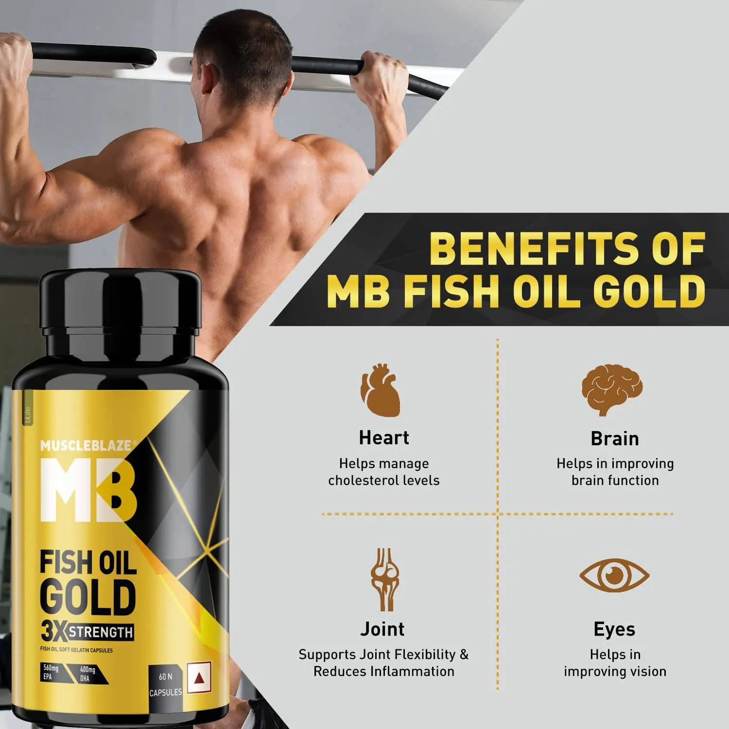 MuscleBlaze Fish Oil Gold Soft Gelatin Capsule (60 Capsules)