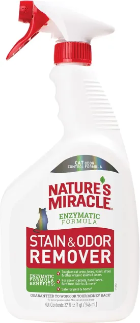Nature's Miracle Stain and Odor Remover, Spot Stain and Pet Odor Eliminator, Enzymatic Formula, 32 Ounce Spray