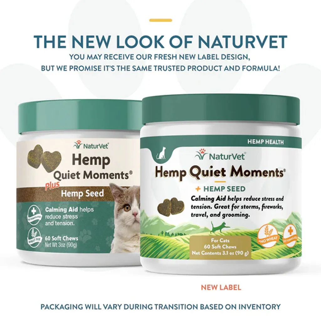 NaturVet Hemp Quiet Moments Plus Hemp Seed Soft Chews for Cats, 60 count