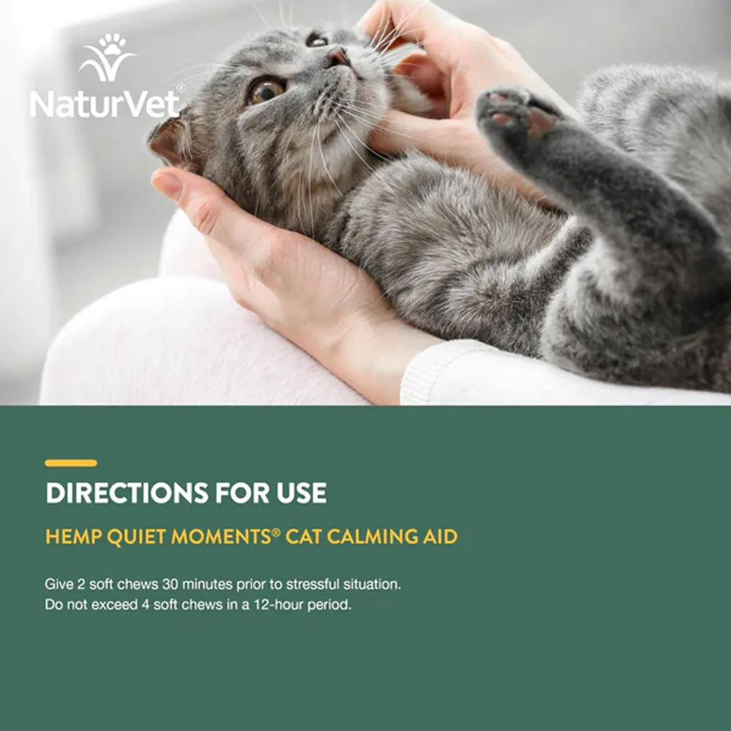 NaturVet Hemp Quiet Moments Plus Hemp Seed Soft Chews for Cats, 60 count