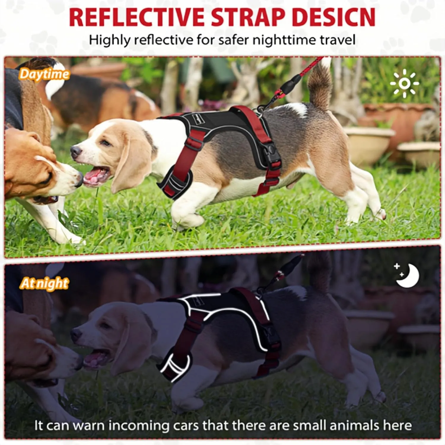 No Pull Dog Harness,Dog Walking Harness,Reflective Oxford Service Vest and Easy Control Handle Adjustable & Comfortable Soft Padded (Black, Lager(Neck:18.5"-25.1",Chest:21.2"-27.9"))