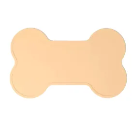 Non Slip Raised Lip Bone Pet Feeding Mat - Soft Peach
