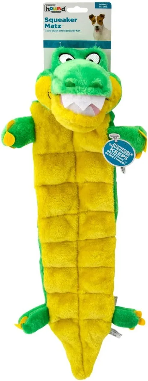 Outward Hound Squeaker Matz Plush Gator Dog Toy, XL