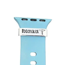 Pacemaker Medical Alert ID Watch Charm, Hand Stamped Tag for Smartwatch, Made of Lightweight Aluminum, Band and Watch Not Included