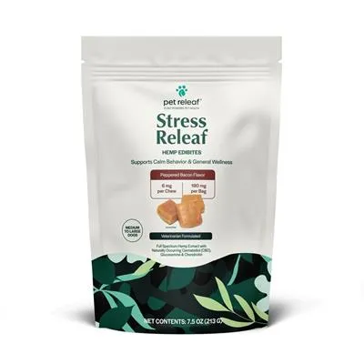 Pet Releaf Stress Releaf Peppered Bacon Chews - Large
