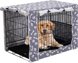 Pethiy Dog Crate Cover Durable Polyester Pet Kennel Cover Universal Fit for Wire Dog Crate - Fits Most 48 inch Dog Crates - Cover only-Sky Gray-48