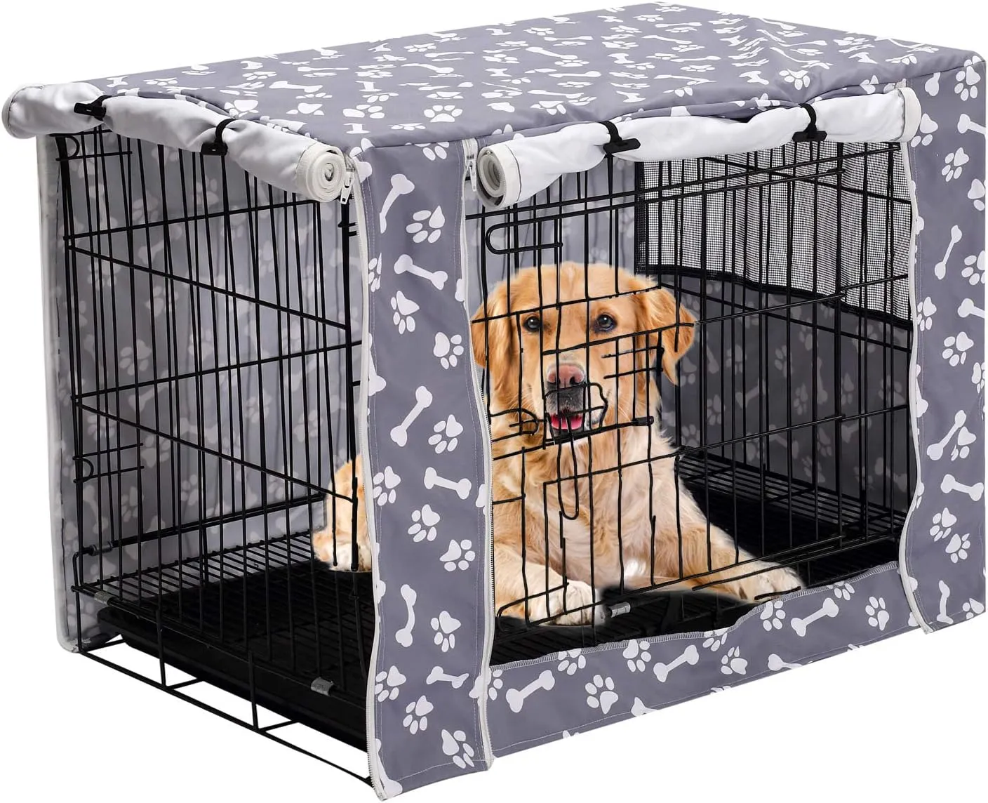 Pethiy Dog Crate Cover Durable Polyester Pet Kennel Cover Universal Fit for Wire Dog Crate - Fits Most 48 inch Dog Crates - Cover only-Sky Gray-48