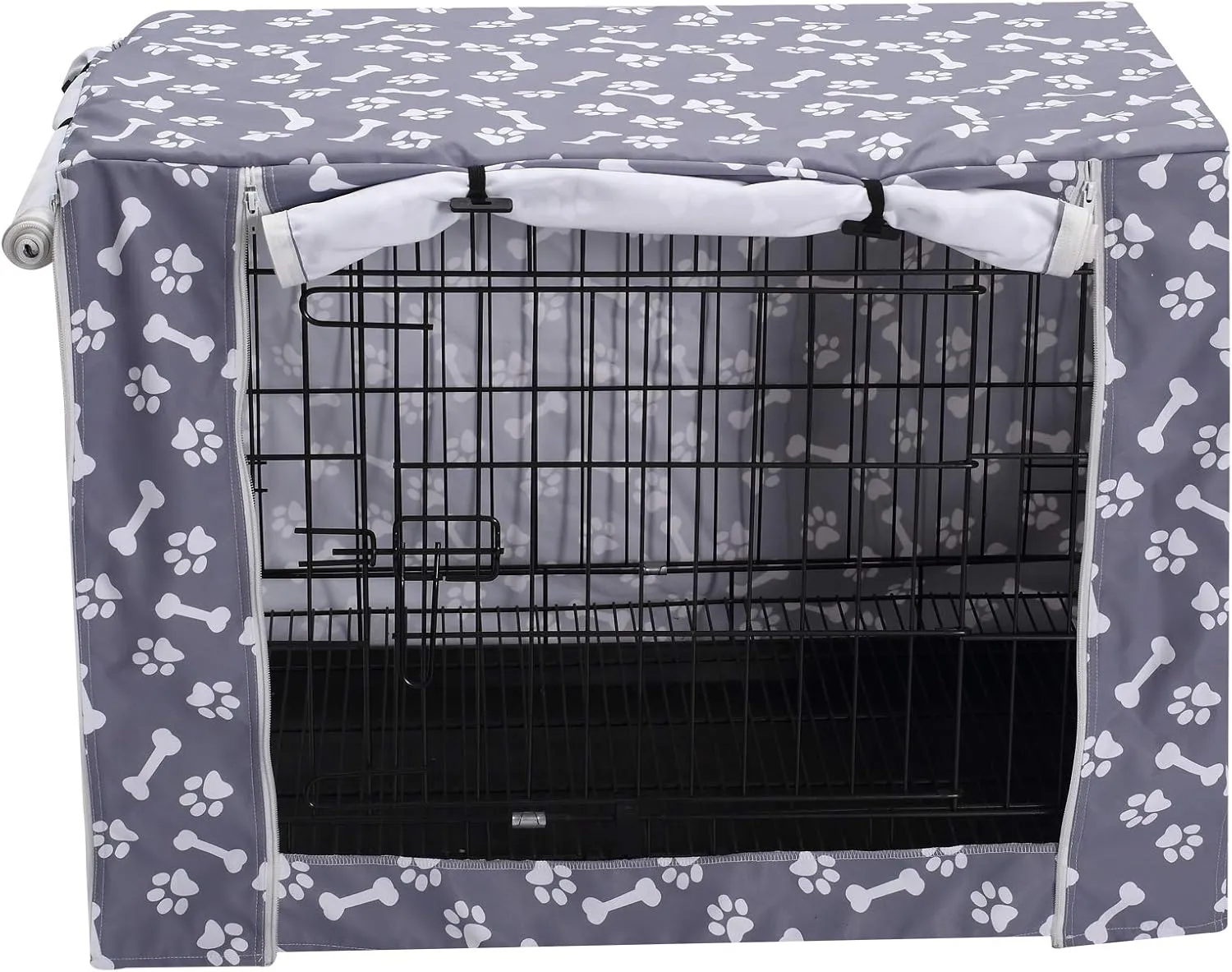 Pethiy Dog Crate Cover Durable Polyester Pet Kennel Cover Universal Fit for Wire Dog Crate - Fits Most 48 inch Dog Crates - Cover only-Sky Gray-48