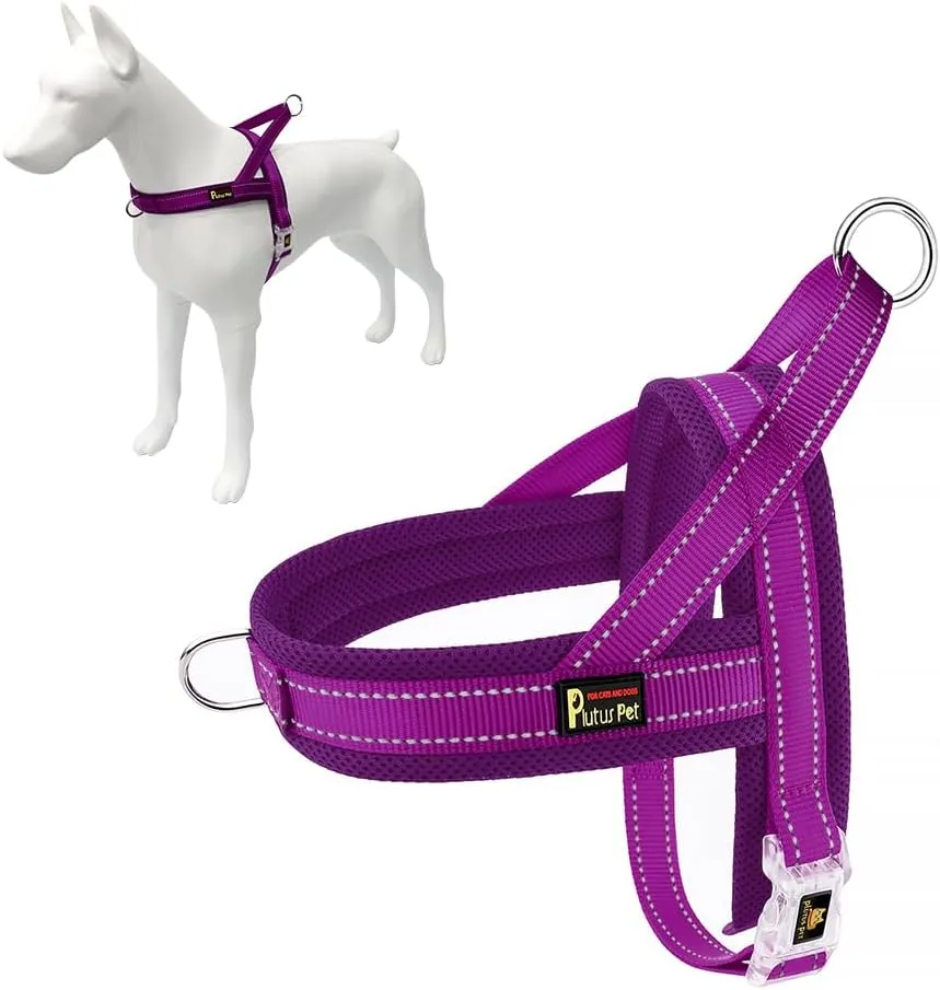 Plutus Pet No Pull Dog Harness with Breathable Mesh Padded, Adjustable Reflective Escape Proof Dog Harness, Quick Fit Dog Vest Harness for Small Medium Large Dogs(M, Purple)