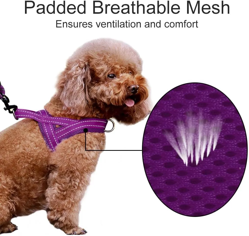 Plutus Pet No Pull Dog Harness with Breathable Mesh Padded, Adjustable Reflective Escape Proof Dog Harness, Quick Fit Dog Vest Harness for Small Medium Large Dogs(M, Purple)
