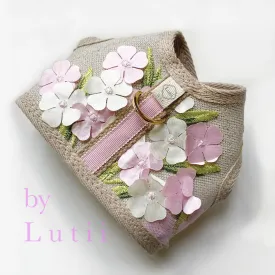 "Pink Poppies"-handmade adjustable lace dog harness
