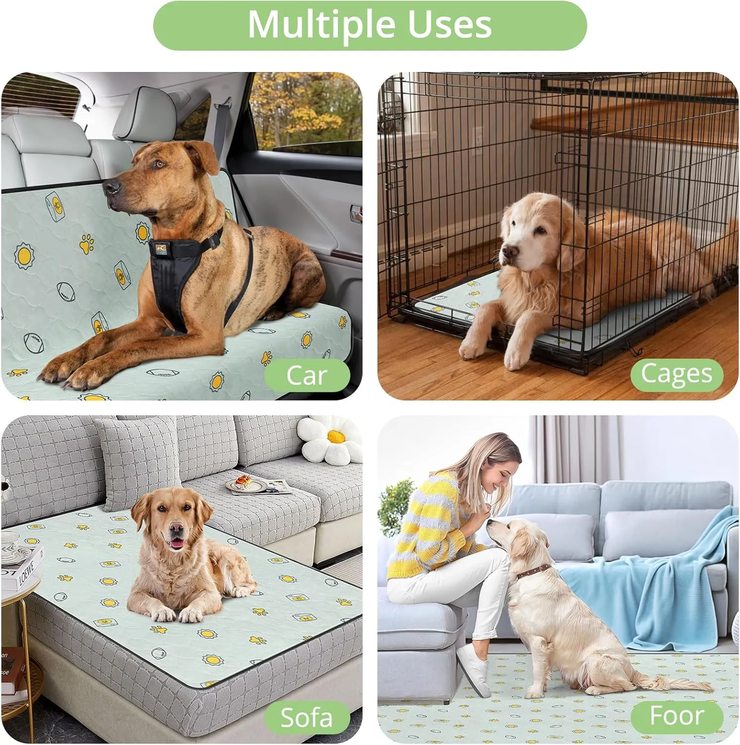 Reusable Pee Pads for Dogs - Washable Puppy Pads, Absorbent Puppy Pads, Slip Resistant Waterproof Pet Training Pads for Couch, Crate, Potty Training (2, 18"*24")