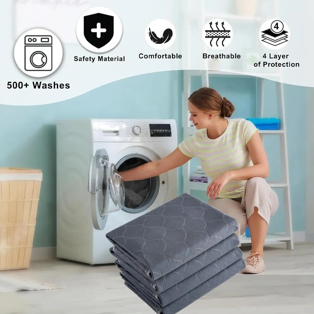 RIQINXIN Quilted Incontinence Chair Pads Absorbent Chair Pads for Incontinence Washable Adult Pee Pads for Chairs for Kids Elderly Pets 3pcs 21x22in Grey