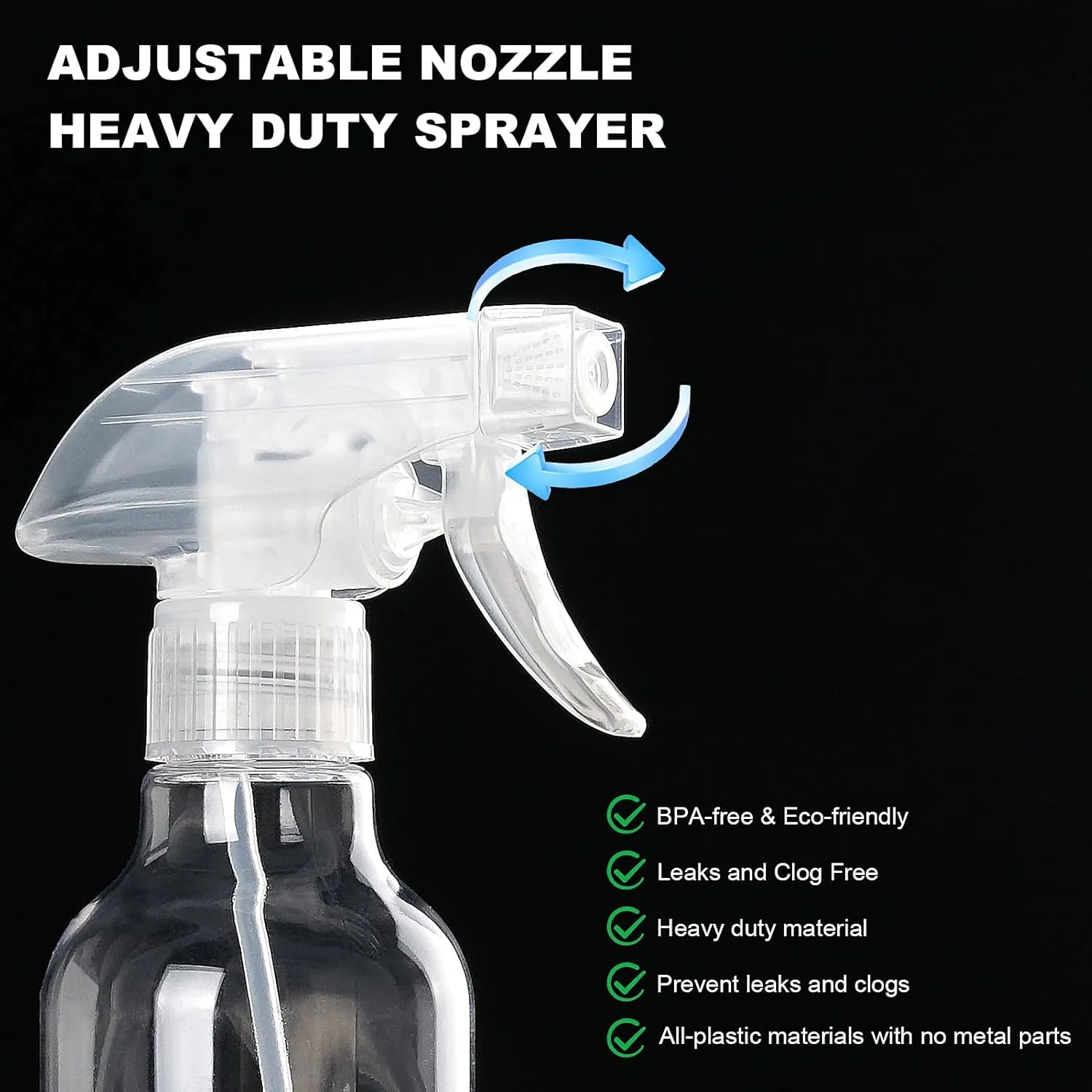 Spray Bottles 12oz Plastic Spray Bottle for Hair Mist/Stream Heavy Duty Empty Spray Bottles for Cleaning Solutions, Plants (12oz-Clear)
