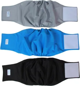 Teamoy Reusable Wrap Diapers for Male Dogs, Washable Puppy Belly Band Pack of 3 (XL, 25"-29" Waist, Black  Gray  Lake Blue)