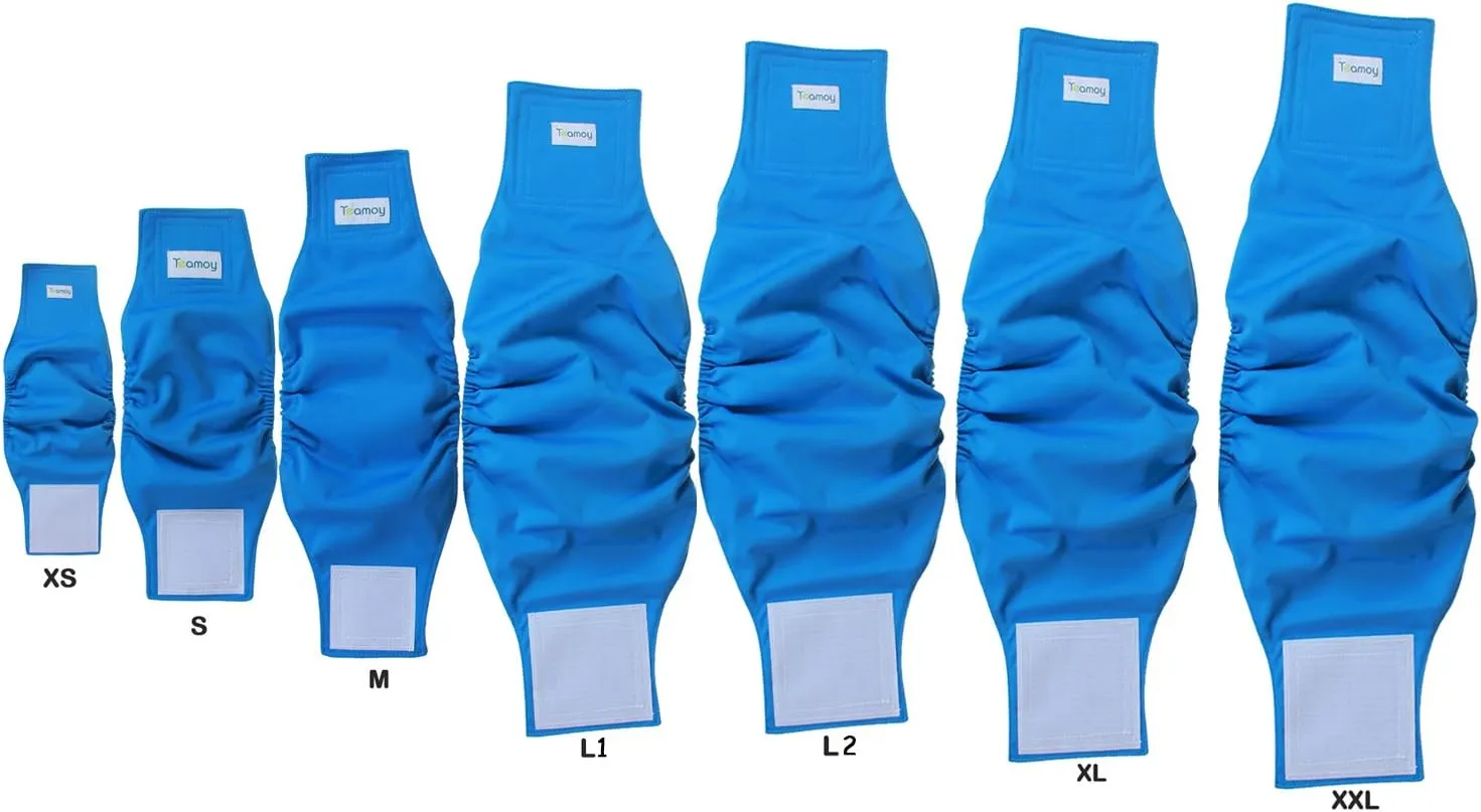 Teamoy Reusable Wrap Diapers for Male Dogs, Washable Puppy Belly Band Pack of 3 (XL, 25"-29" Waist, Black  Gray  Lake Blue)