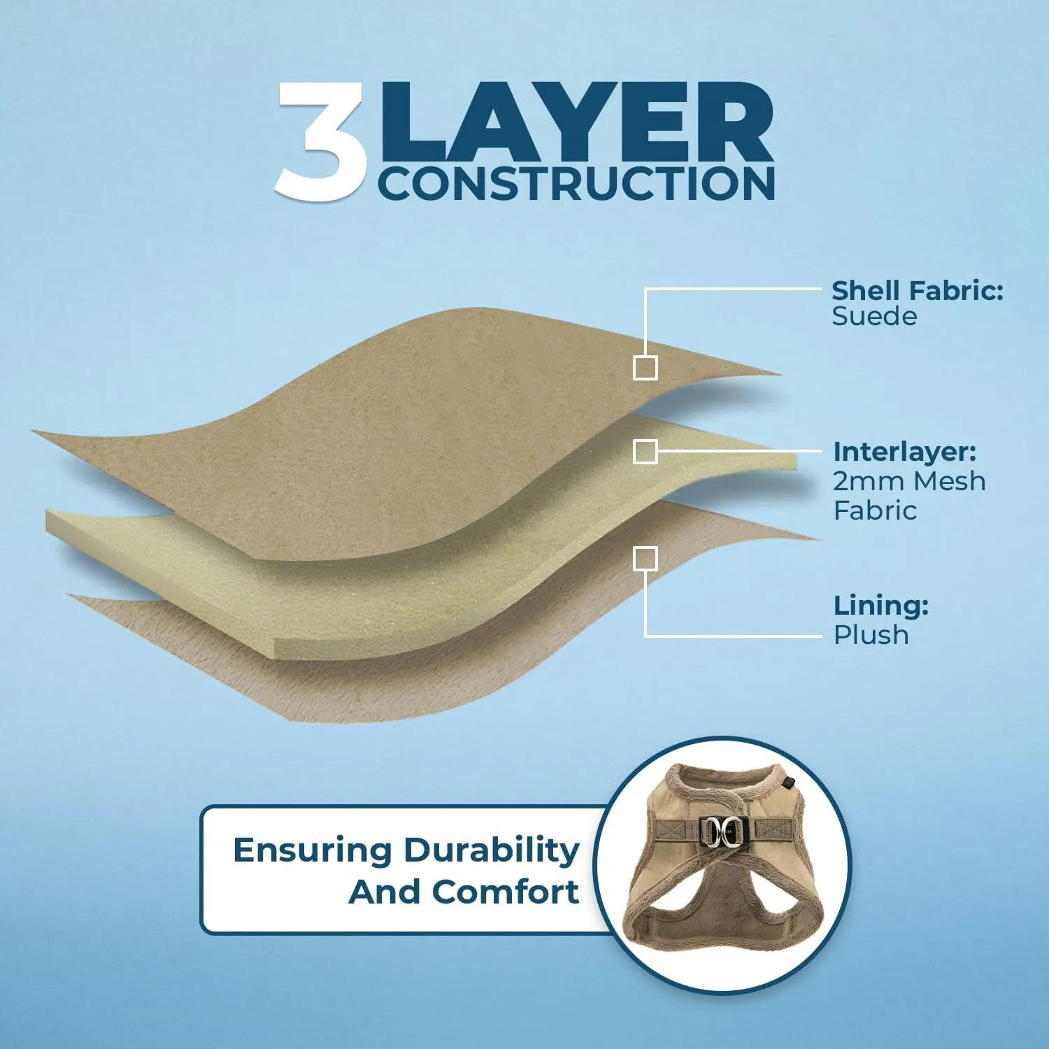 Voyager Step-In Plush Dog Harness  Soft Plush, Step In Vest Harness for Small and Medium Dogs by Best Pet Supplies - Harness (Latte Suede), M (Chest: 16 - 18")