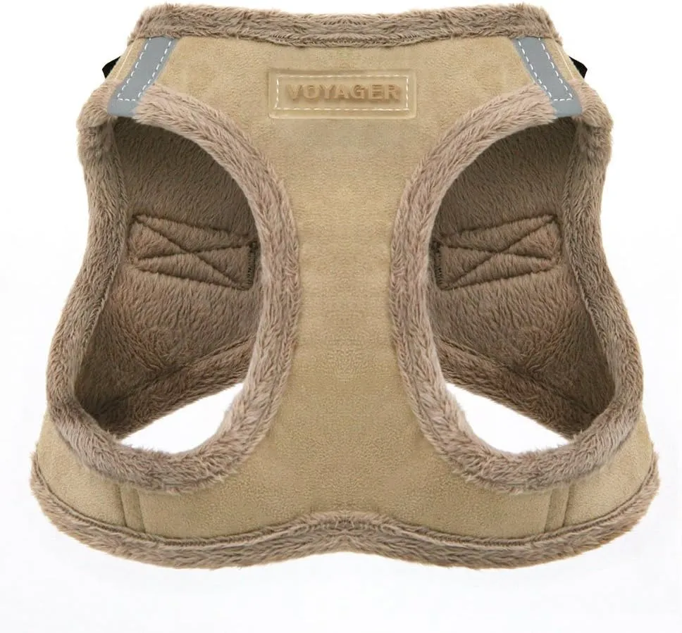 Voyager Step-In Plush Dog Harness  Soft Plush, Step In Vest Harness for Small and Medium Dogs by Best Pet Supplies - Harness (Latte Suede), M (Chest: 16 - 18")