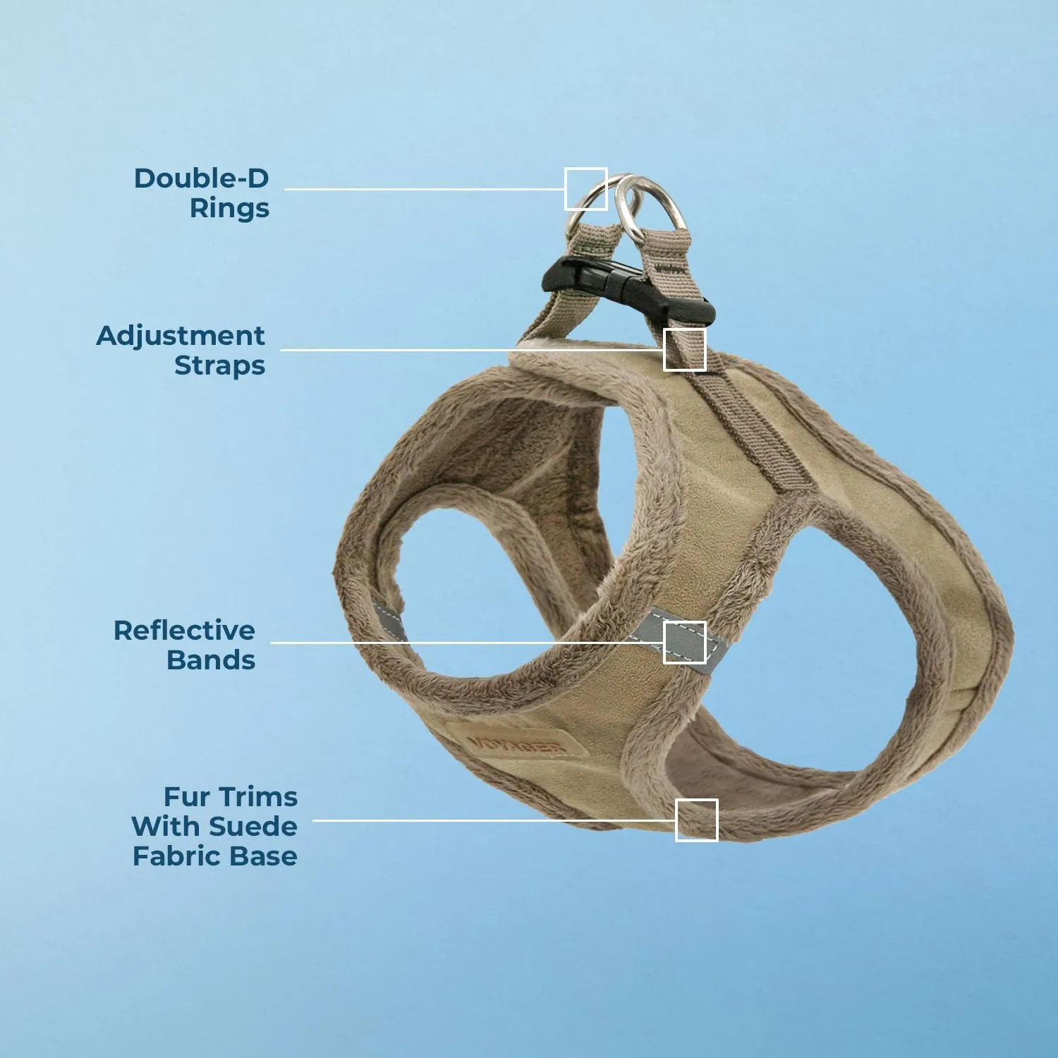 Voyager Step-In Plush Dog Harness  Soft Plush, Step In Vest Harness for Small and Medium Dogs by Best Pet Supplies - Harness (Latte Suede), M (Chest: 16 - 18")