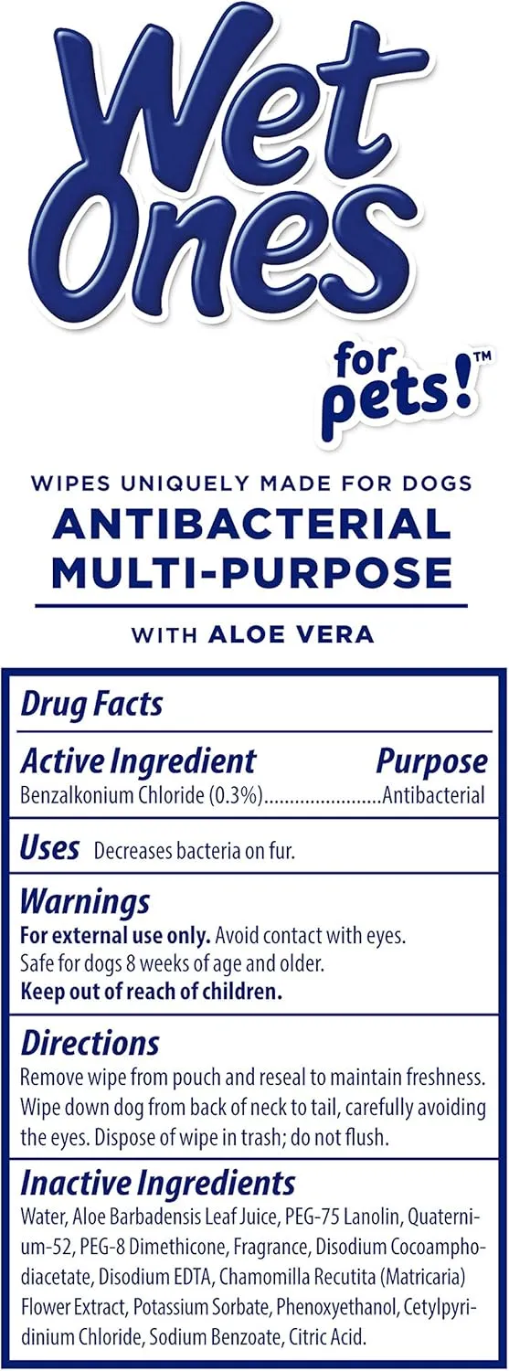 Wet Ones for Pets Multi-Purpose Dog Wipes With Aloe Vera | Dog Wipes For All Dogs in Tropical Splash, Wet Ones Wipes for Paws & All Purpose | 50 Ct Cannister Dog Wipes