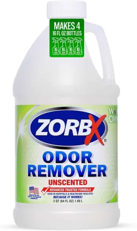 ZORBX Unscented Odor Eliminator for Strong Odor 64 oz - Used in Hospitals & Healthcare Facilities - Advanced Trusted Formula, Fast-Acting Odor Remover Spray for Dog, Cat, House & Carpet