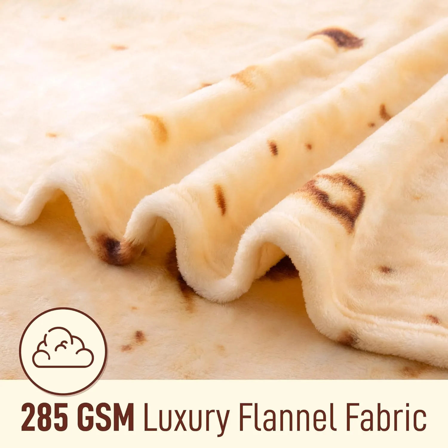 Zulay Extra Large Burritos Tortilla Throw Blanket  Wrap Yourself Like a Giant Taco! Double-Sided 71 Inches, Funny & Ultra Cozy Novelty Blanket, Super Soft 285 GSM Flannel