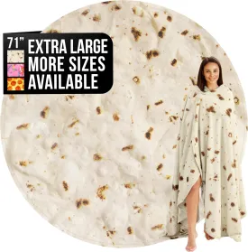 Zulay Extra Large Burritos Tortilla Throw Blanket  Wrap Yourself Like a Giant Taco! Double-Sided 71 Inches, Funny & Ultra Cozy Novelty Blanket, Super Soft 285 GSM Flannel